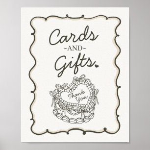 Beige Bow Retro Herz Coquette Cake Cards Geschenke Poster