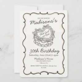 Beige Bow Retro Herz Coquette Cake Geburtstag Einladung
