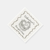 Beige Bow Retro Herz Coquette Cake Valentine Serviette (Ecke)