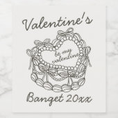 Beige Bow Retro Herz Coquette Cake Valentine Weinetikett (Einzelnes Label)