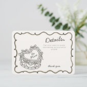 Beige Bow Retro Herz Coquette Kuchen Details Beige Begleitkarte (Stehend Vorderseite)