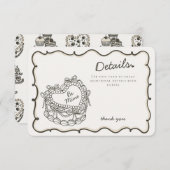 Beige Bow Retro Herz Coquette Kuchen Details Beige Begleitkarte (Vorne/Hinten)