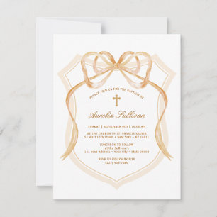 Beige Bow Wappen Taufe Einladung