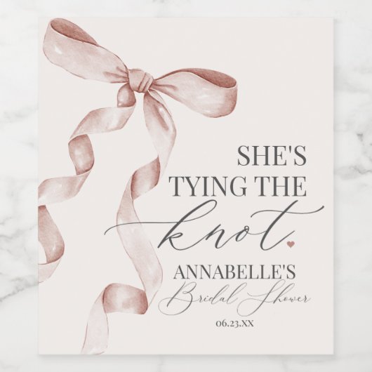 Beige Bow zäumt die Brautparty-Favoriten des Knote Weinetikett (Einzelnes Label)