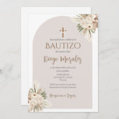 Beige Boy Taufe Einladung (Vorne/Hinten)