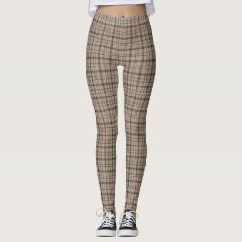 Beige Braun Kariertes Klassisches Muster Rustikal Leggings