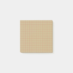 Beige-Braun kariertes Muster neutrales Grid-Design Post-it Klebezettel
