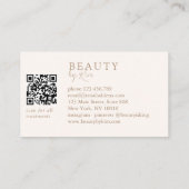 Beige & Braun Minimal Eleganter Salon QR-Code Visitenkarte (Rückseite)
