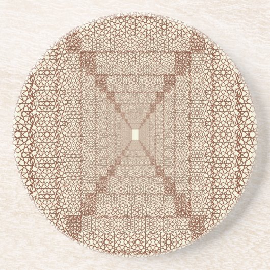 Beige Braun Rustikale Islamische Geometrische Einz Getränkeuntersetzer (Vorne)