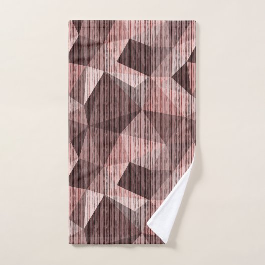 Beige, braun strukturierte Polygone Badhandtuch Set (Handtuch)