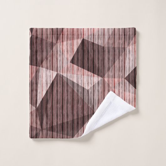 Beige, braun strukturierte Polygone Badhandtuch Set (Waschlappen)