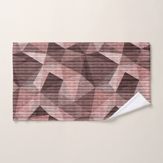 Beige, braun strukturierte Polygone Badhandtuch Set (Handtuch)