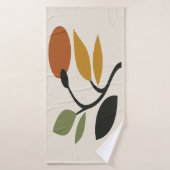 Beige, Braun und Botanisch in Grün Badehandtuch (Badehandtuch)