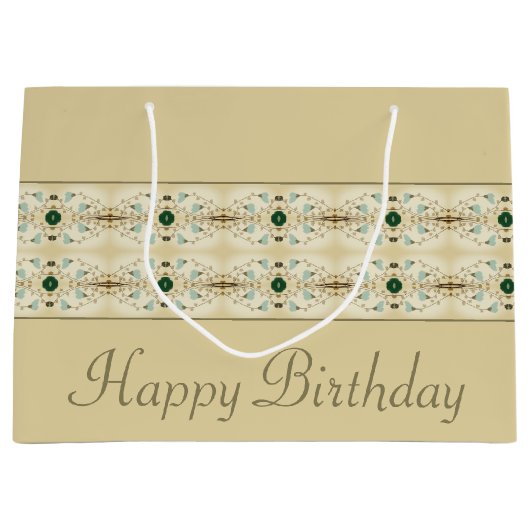 Beige braun und dunkelgrün große geschenktüte (Vorderseite)