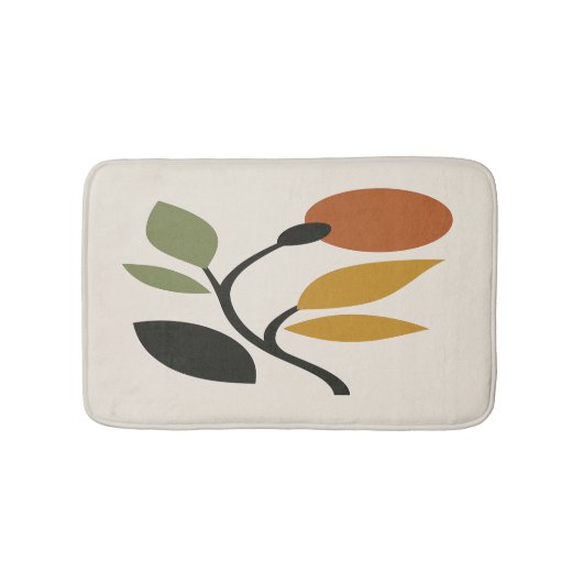 Beige, Braun und Grün Botanisch Badematte (Vorderseite)