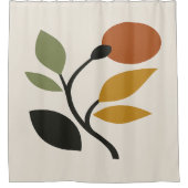 Beige, Braun und grüne Blumenmuster Duschvorhang (Vorderseite)