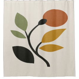 Beige, Braun und grüne Blumenmuster Duschvorhang