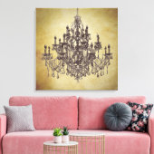 Beige Braun Vintage Kronleuchter Leinwand Drucken (Insitu (Wohnzimmer))