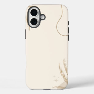 Beige Braune Ästhetische Florale Linktree Hintergr iPhone 16 Plus Hülle