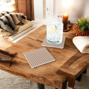 Beige Braune Buffalo-Karodeckchen Ferien Glasuntersetzer