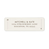 Beige Braune Einfache Linie Monogramm Hochzeit (Vorne)