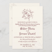 Beige braune, elegante Blumenzettel Einladung (Vorne/Hinten)