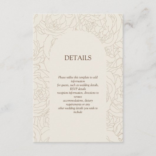 Beige braune, elegante Hochzeitskarte Begleitkarte (Vorderseite)