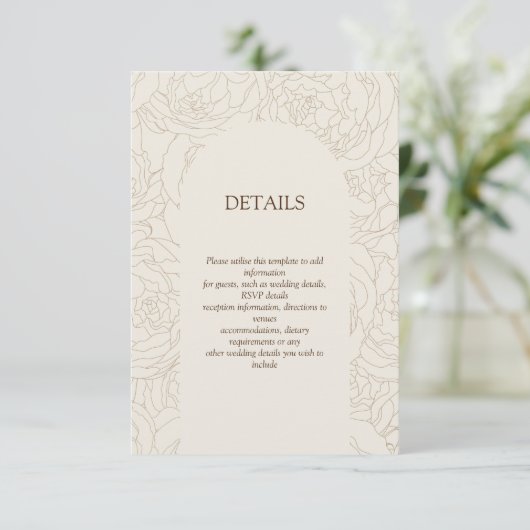 Beige braune, elegante Hochzeitskarte Begleitkarte (Stehend Vorderseite)