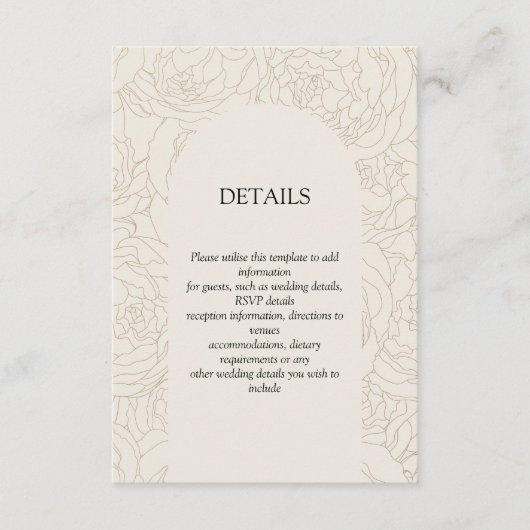 Beige braune, elegante Hochzeitskarte Begleitkarte (Vorderseite)