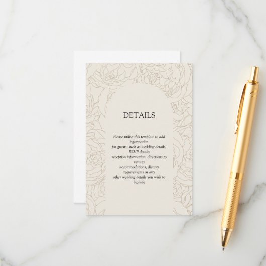 Beige braune, elegante Hochzeitskarte Begleitkarte (Vorderseite/Rückseite Beispiel)