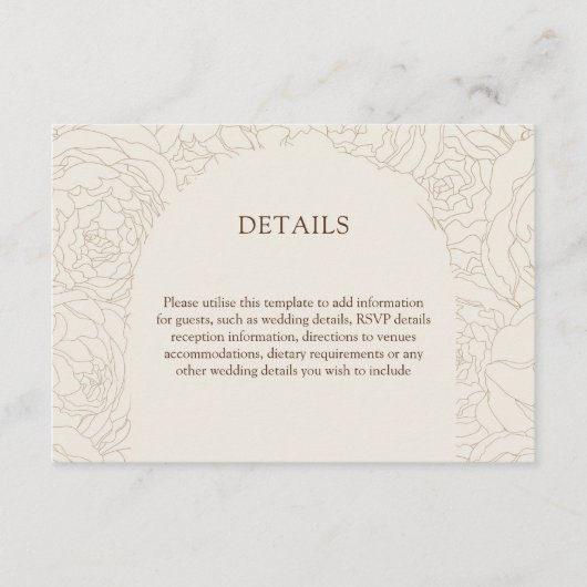 Beige braune, elegante Hochzeitskarte Begleitkarte (Vorderseite)