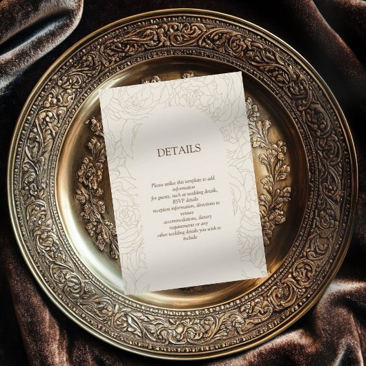 Beige braune, elegante Hochzeitskarte Begleitkarte