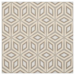 Beige braune geometrische Retro-Stars Cubes-Muster Stoff