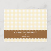 Beige braune Gingham-Gingham-individuelle Name-Rez Postkarte (Vorderseite)