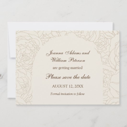 Beige braune Hochzeit Save the Date (Vorderseite)