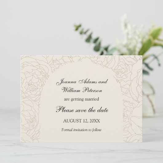Beige braune Hochzeit Save the Date (Stehend Vorderseite)