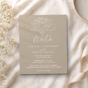 Beige Braune Löwenzahn Botanische Budget Hochzeit Flyer