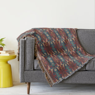 Beige Braune Marine Rote Dunkle Türkisblaue Stamme Decke