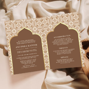 Beige braune Muster in einer indischen Hochzeit Einladung