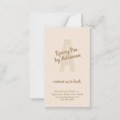 Beige braune Pflegeanweisungen für Epoxy-Pen Mitteilungskarte (Rückseite)