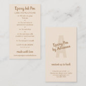 Beige braune Pflegeanweisungen für Epoxy-Pen Mitteilungskarte (Vorne/Hinten)