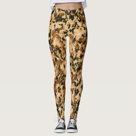 Beige Braune & Schwarze Leggings (Vorderseite)