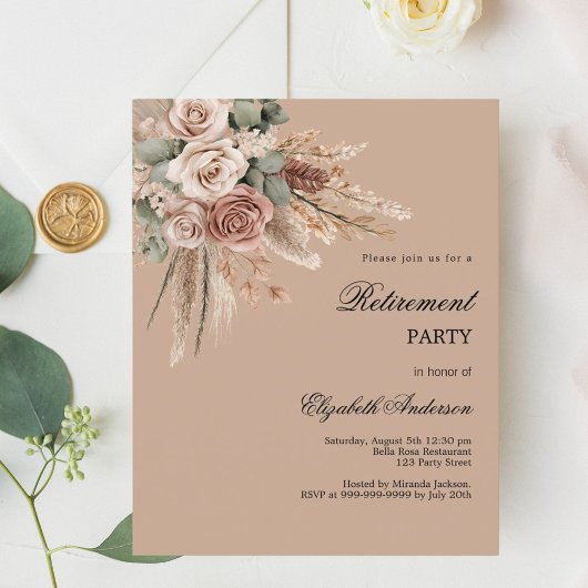 Beige braune Taupe Rose Pensionierung Party Einlad