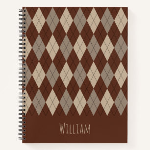 Beige-braunes Argyll-Muster Notizbuch