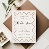 Beige Brautdusche an der weißen Grenze - Einladung