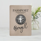 Beige Brazil Passport Save the Date (Stehend Vorderseite)
