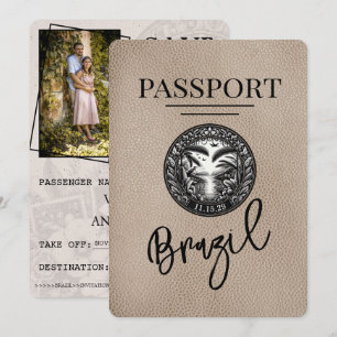 Beige Brazil Passport Save the Date