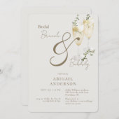 Beige Bridal Brunch & Bubbly Dusche Einladung (Vorne/Hinten)