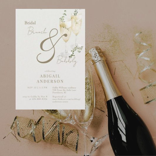 Beige Bridal Brunch & Bubbly Dusche II Einladung