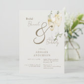 Beige Bridal Brunch & Bubbly Dusche II Einladung (Stehend Vorderseite)